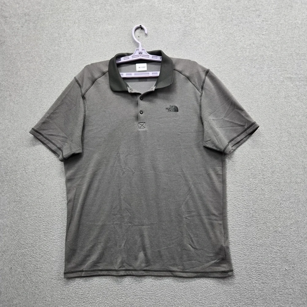 The North Face Men Polo XL Gray Activewear Logo Horizon Flash Dry Stretch